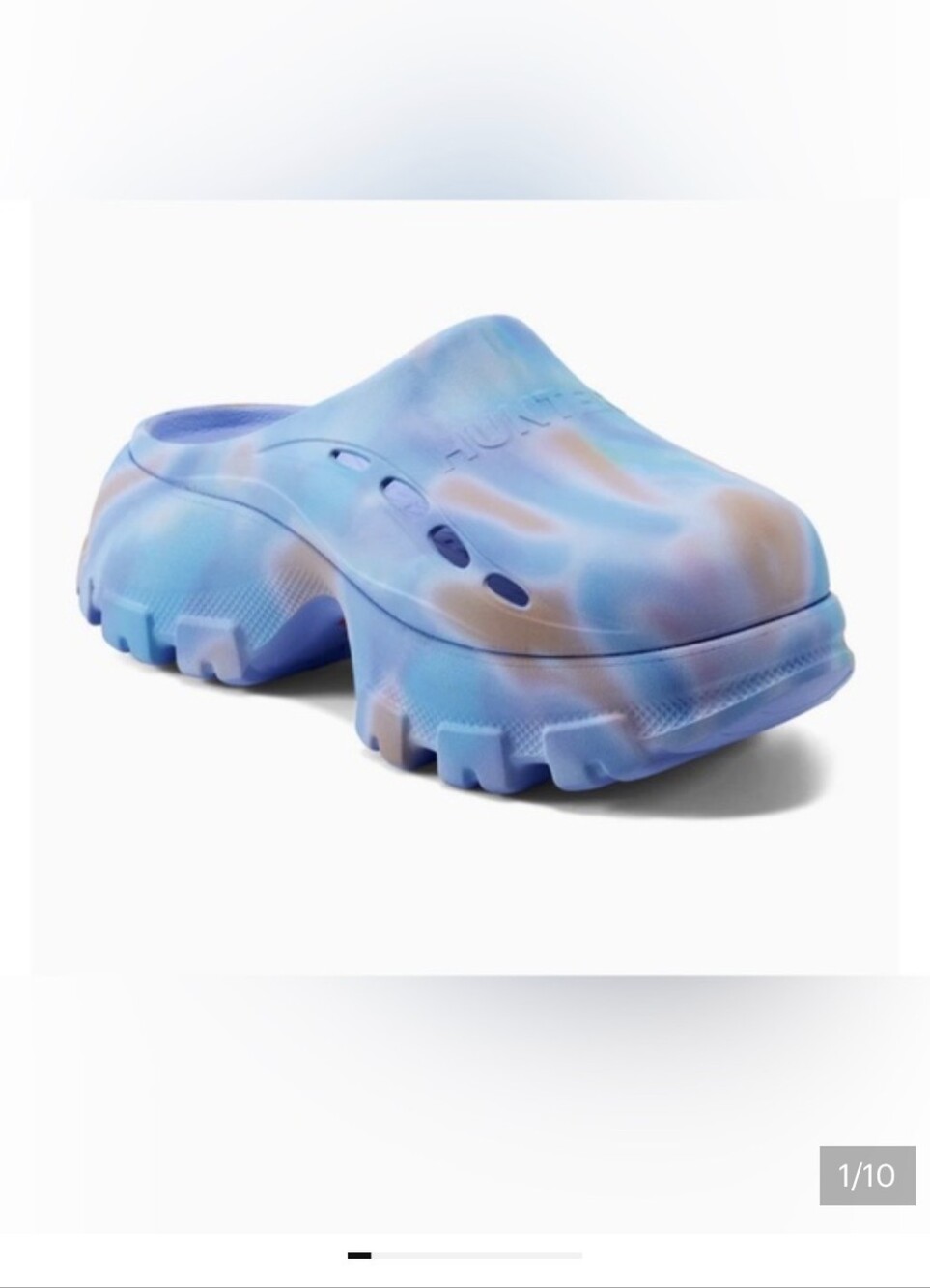 Hunter, Bryce Chunky Tie-Dye Slide Clog in Blue,Size 9